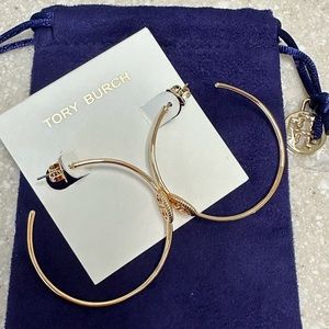 NWT Tory Burch logo hoop earrings